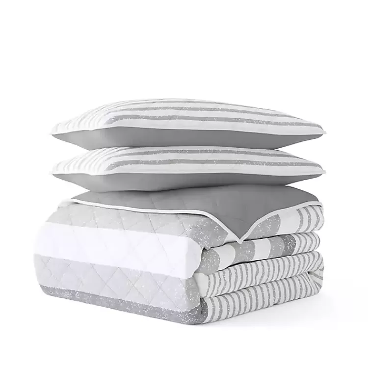 gray_striped_reversible_pc_queen_quilt_set_2.webp Gray Striped Reversible 3-pc. Queen Quilt Set>Kirklands Home Best