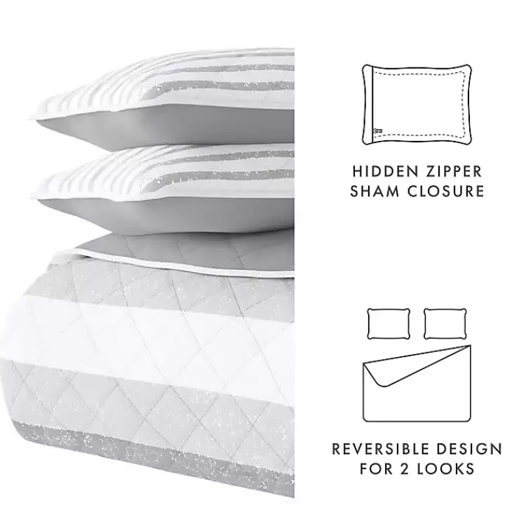 gray_striped_reversible_pc_queen_quilt_set_7.webp Gray Striped Reversible 3-pc. Queen Quilt Set>Kirklands Home Best