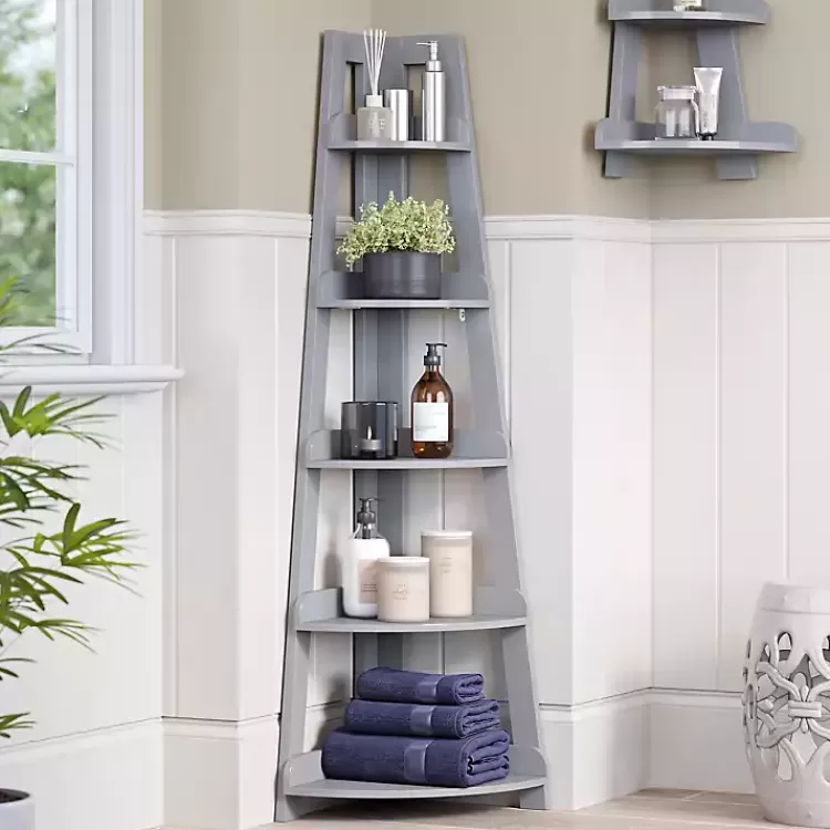 gray_tier_corner_ladder_bookshelf_2.webp Gray 5-Tier Corner Ladder Bookshelf>Kirklands Home Hot