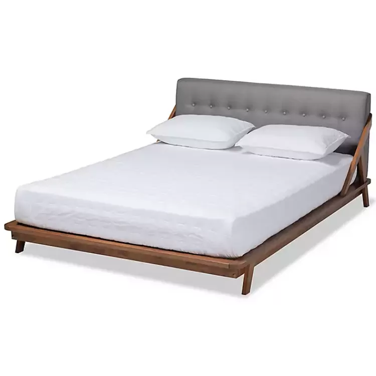 Tufted and Natural Walnut King Platform Bed>Kirklands Home Best