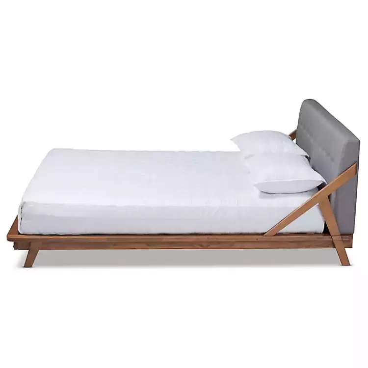 Tufted and Natural Walnut King Platform Bed>Kirklands Home Best