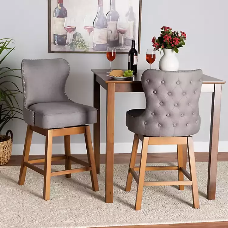gray_tufted_back_swivel_counter_stools_set_of__7.webp Tufted Back Swivel Counter Stools, Set of 2>Kirklands Home Online