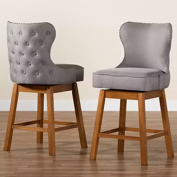 gray_tufted_back_swivel_counter_stools_set_of__8.webp Tufted Back Swivel Counter Stools, Set of 2>Kirklands Home Online