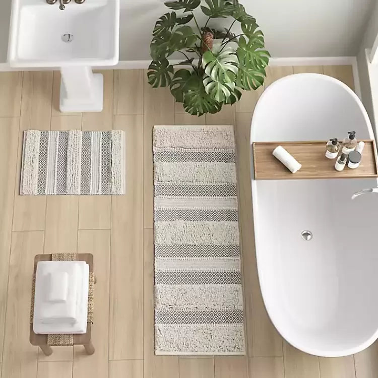 Tufted Stripes Woven Bath Mat>Kirklands Home Shop