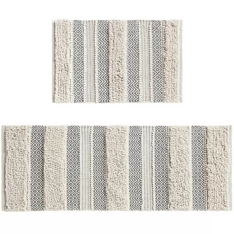 gray_tufted_stripes_woven_bath_mat_5.webp Tufted Stripes Woven Bath Mat>Kirklands Home Shop