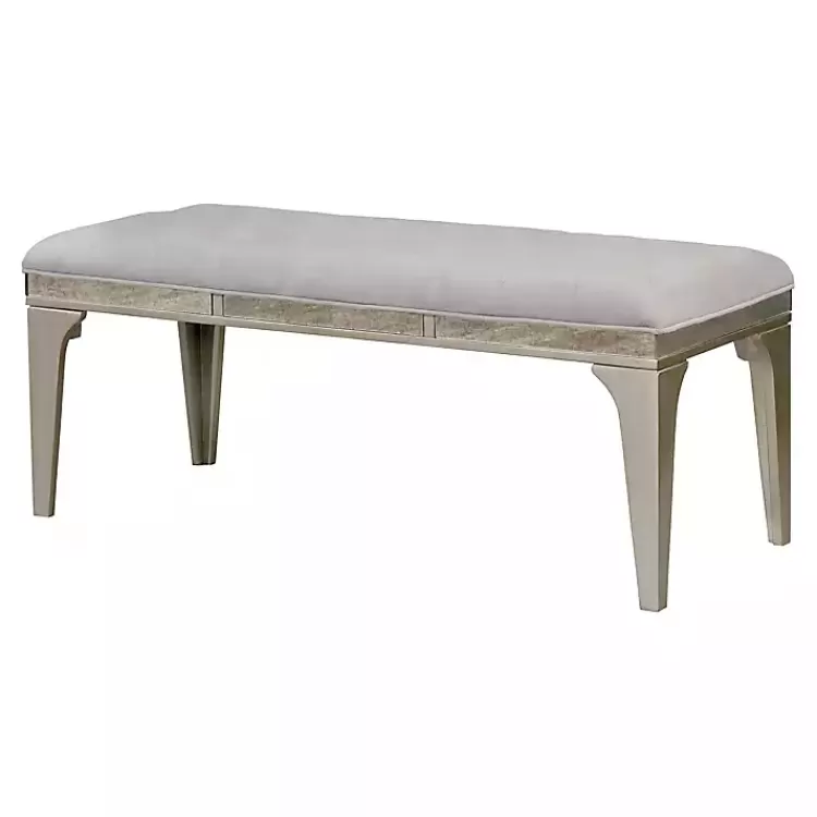 Tufted Upholstered Silver Dining Bench>Kirklands Home Outlet