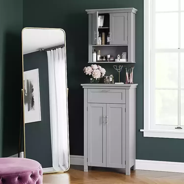 gray_twodoor_top_shelf_cabinet_9.webp Two-Door Top Shelf Cabinet>Kirklands Home Online