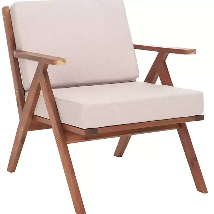 Upholstered Acacia Wood Outdoor Chair>Kirklands Home Clearance
