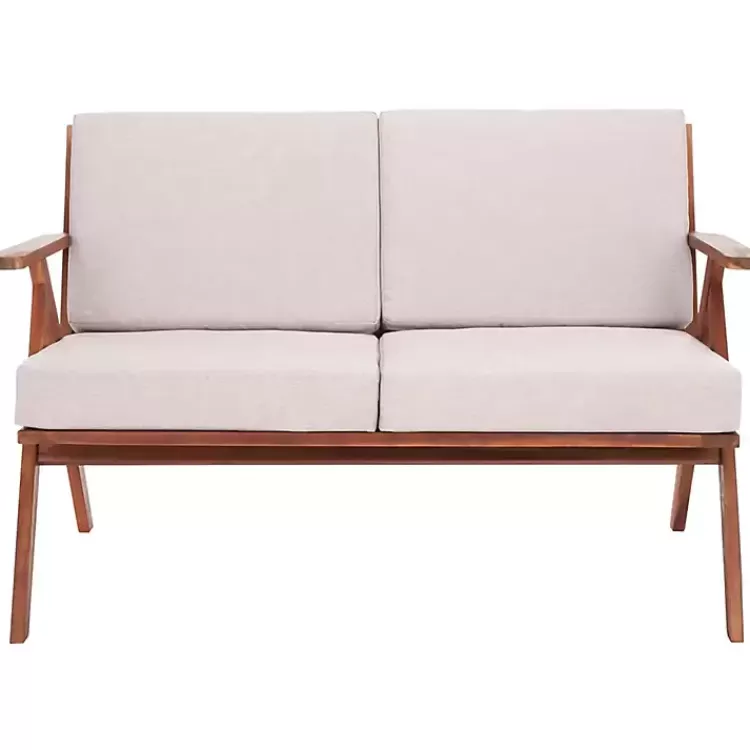 Upholstered Acacia Wood Outdoor Loveseat>Kirklands Home Store