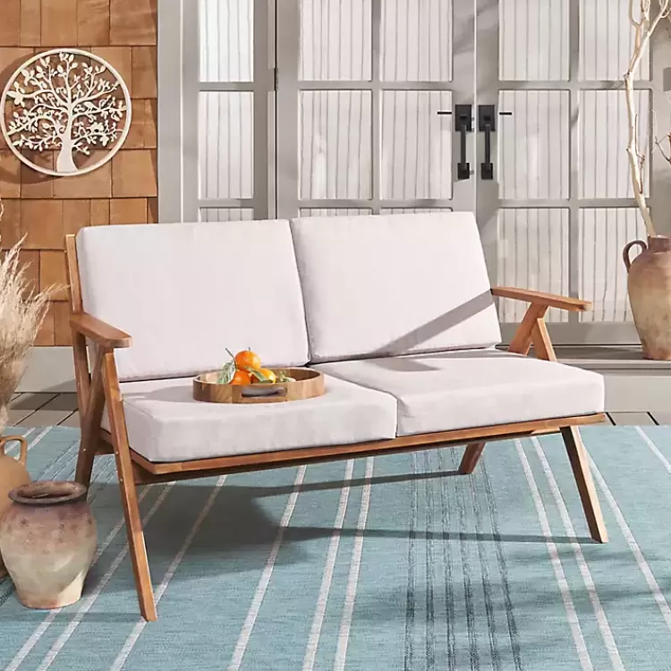 gray_upholstered_acacia_wood_outdoor_loveseat_7.webp Upholstered Acacia Wood Outdoor Loveseat>Kirklands Home Store