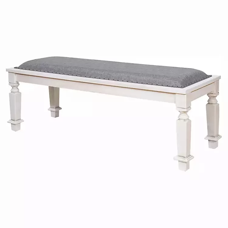 Upholstered Antique White Quin Bench>Kirklands Home Shop