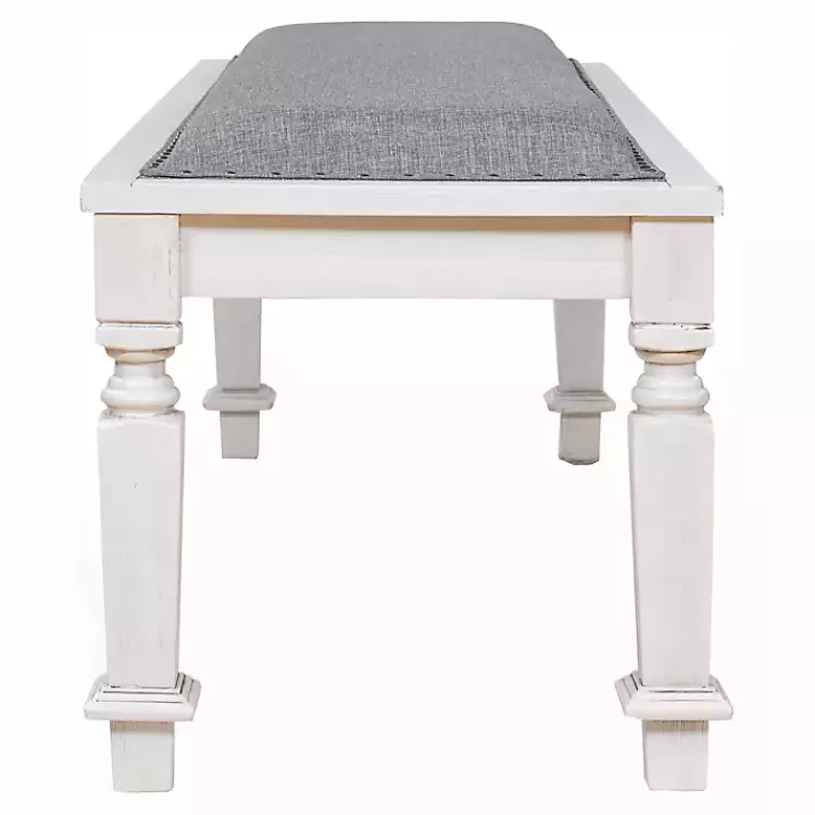 Upholstered Antique White Quin Bench>Kirklands Home Shop