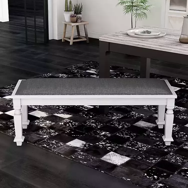 gray_upholstered_antique_white_quin_bench_3.webp Upholstered Antique White Quin Bench>Kirklands Home Shop