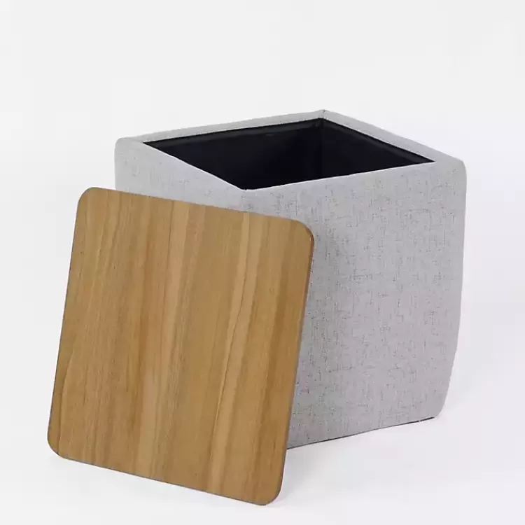 gray_upholstered_storage_ottoman_with_wood_lid_2.webp Upholstered Storage Ottoman with Wood Lid>Kirklands Home Cheap