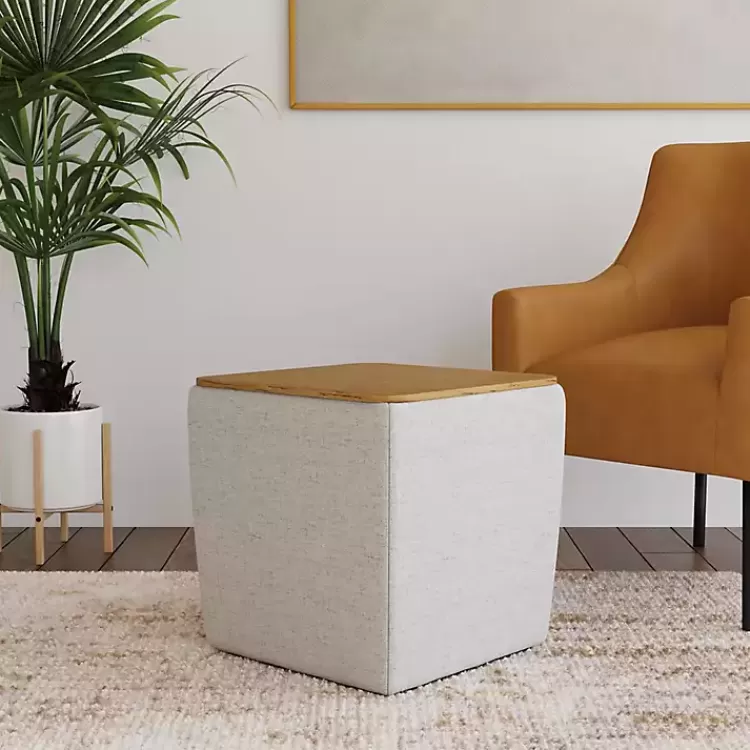 gray_upholstered_storage_ottoman_with_wood_lid_4.webp Upholstered Storage Ottoman with Wood Lid>Kirklands Home Cheap