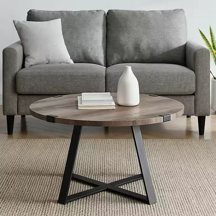 gray_urban_rustic_round_coffee_table_2.webp Urban Rustic Round Coffee Table>Kirklands Home Discount
