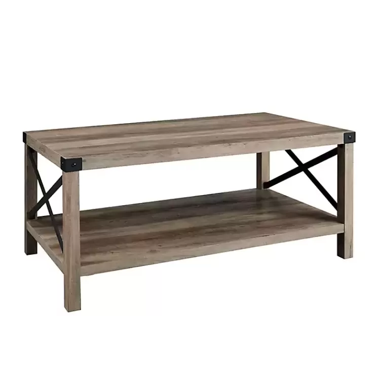 Wash Industrial X-Frame Coffee Table>Kirklands Home Clearance