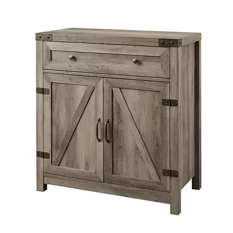 Wash Wooden and Metal Barn Door Cabinet>Kirklands Home Outlet