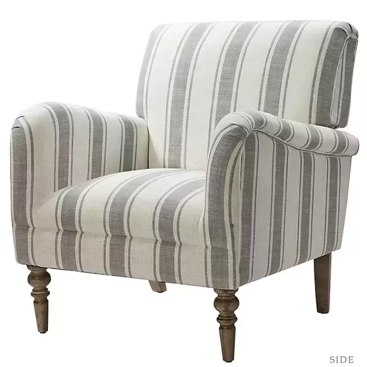 Gray White Carved Slope Stripe Accent Chair>Kirklands Home Discount