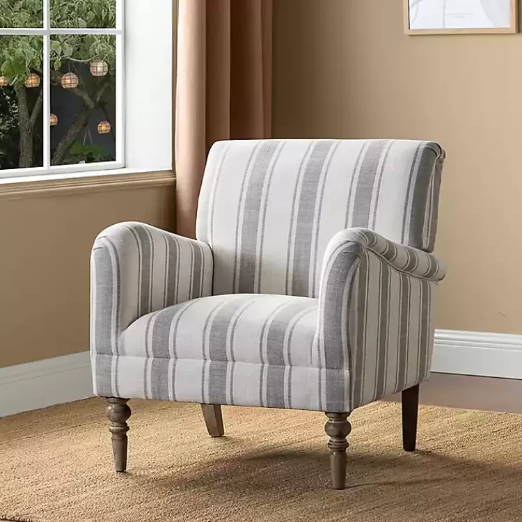 Gray White Carved Slope Stripe Accent Chair>Kirklands Home Discount