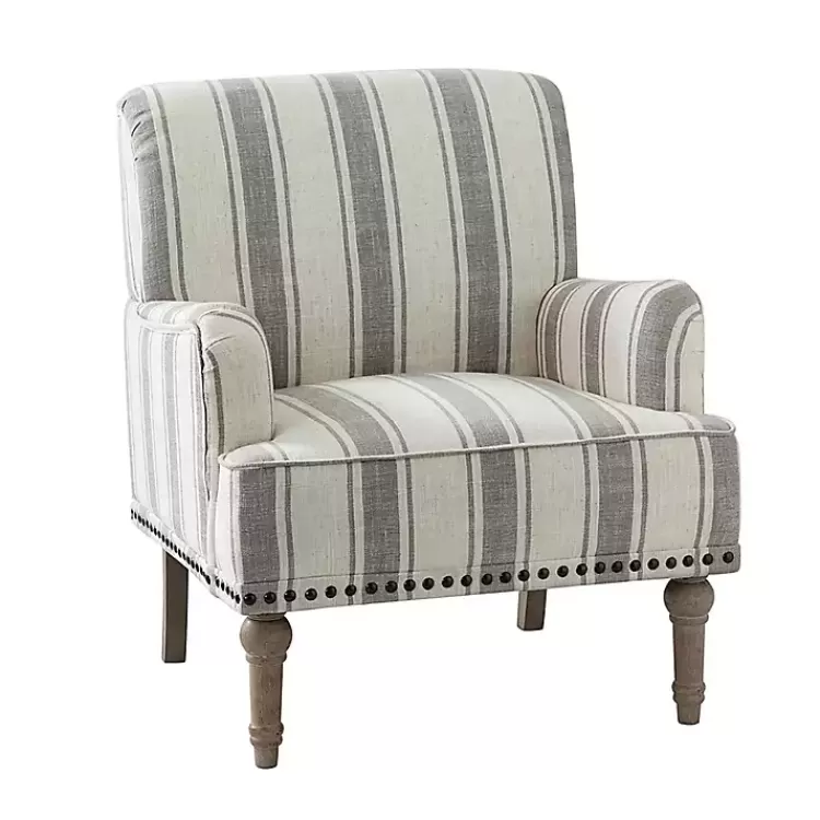 Gray White Stripe Upholstered Accent Chair>Kirklands Home Store
