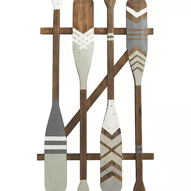 Gray Wood Arrow and Striped Paddle Wall Plaque>Kirklands Home New