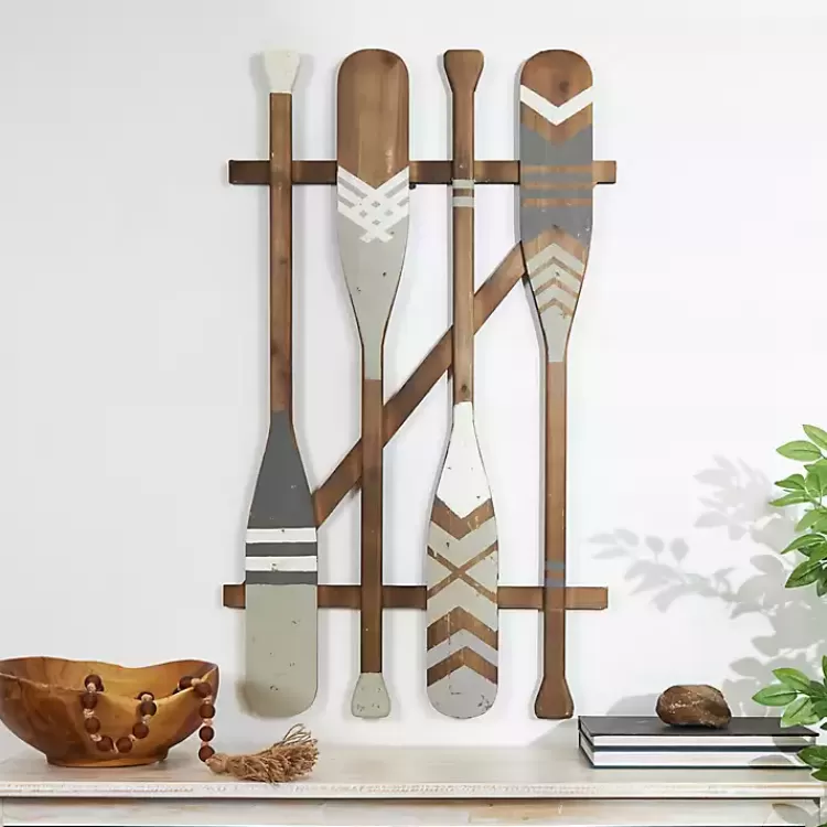 Gray Wood Arrow and Striped Paddle Wall Plaque>Kirklands Home New