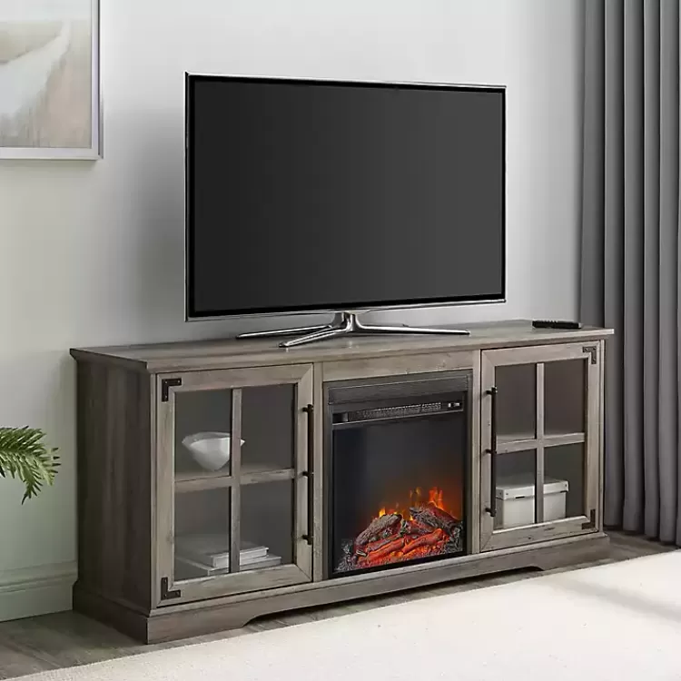 Wood 2-Door LED Fireplace Cabinet>Kirklands Home Cheap