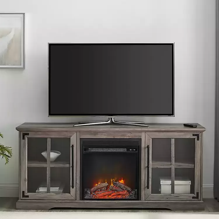 Wood 2-Door LED Fireplace Cabinet>Kirklands Home Cheap