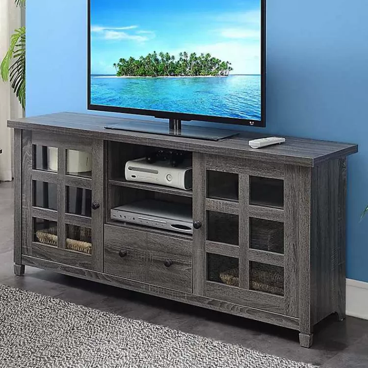 Wood 2-Door Windowpane Media Cabinet>Kirklands Home Fashion