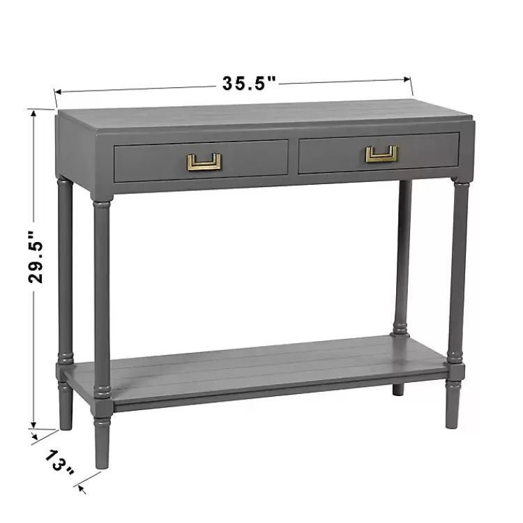 gray_wood_drawer_layla_console_table_6.webp Wood 2-Drawer Layla Console Table>Kirklands Home Shop