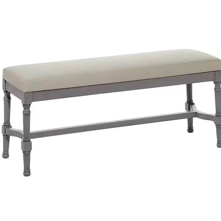 Wood Upholstered Burlap Seat Bench>Kirklands Home Fashion