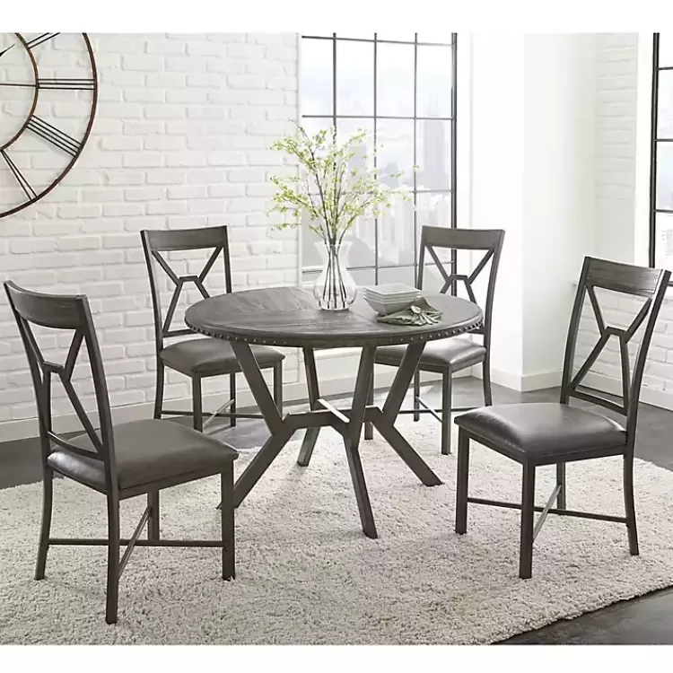 Gray Wood Upholstered 5-pc. Dining Set>Kirklands Home Hot