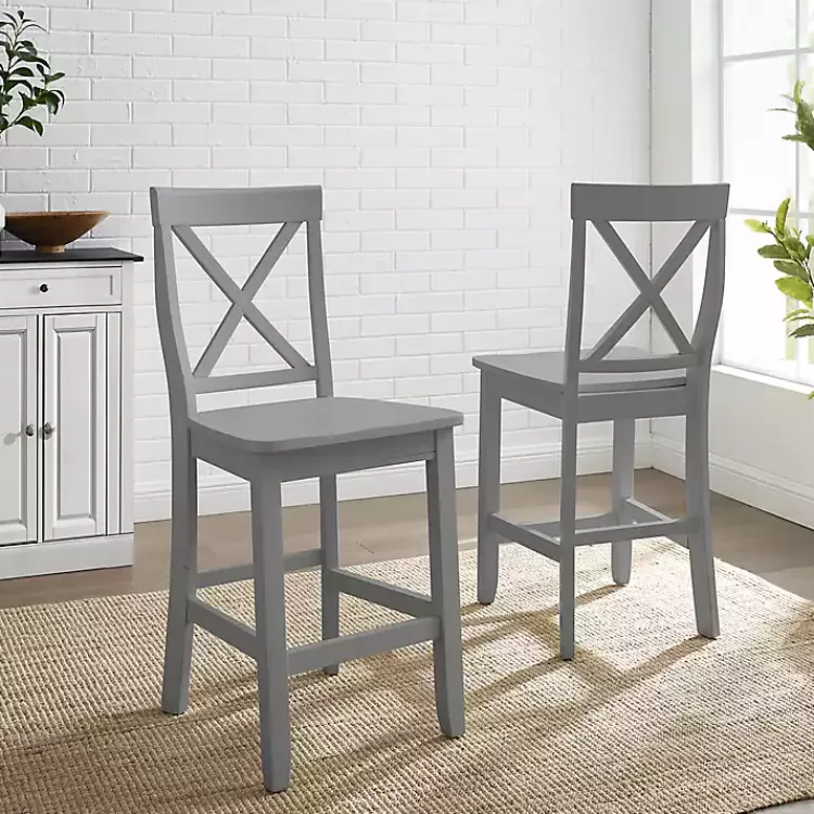 gray_wood_xback_counter_stools_set_of__3.webp Wood X-Back Counter Stools, Set of 2>Kirklands Home Outlet
