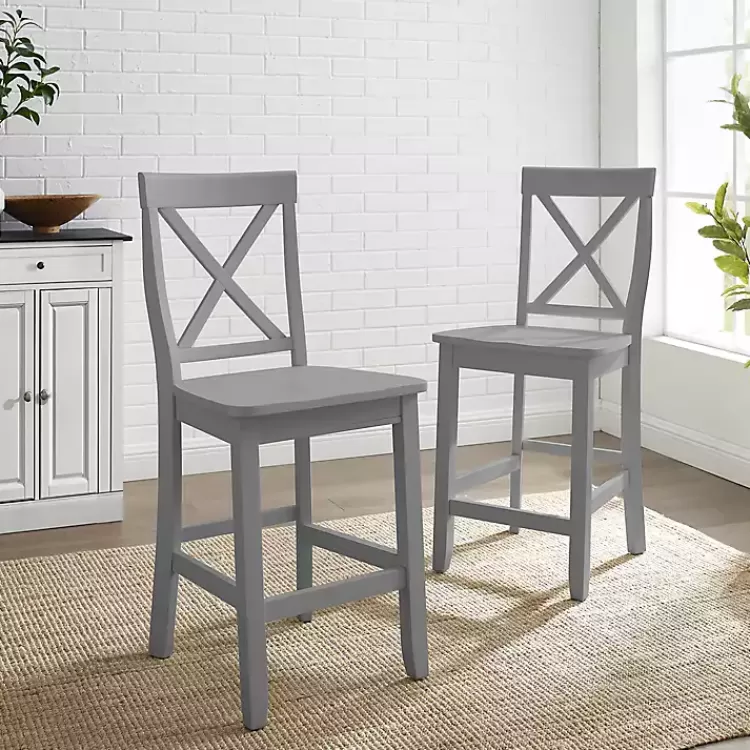 gray_wood_xback_counter_stools_set_of__4.webp Wood X-Back Counter Stools, Set of 2>Kirklands Home Outlet