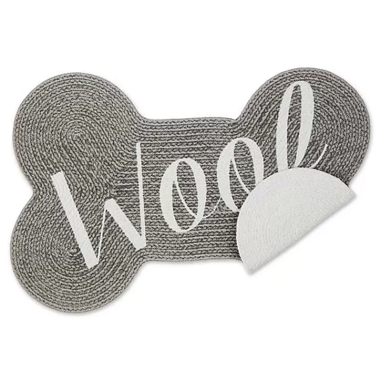 Gray Woof Bone Pet Bowl Mat>Kirklands Home Discount