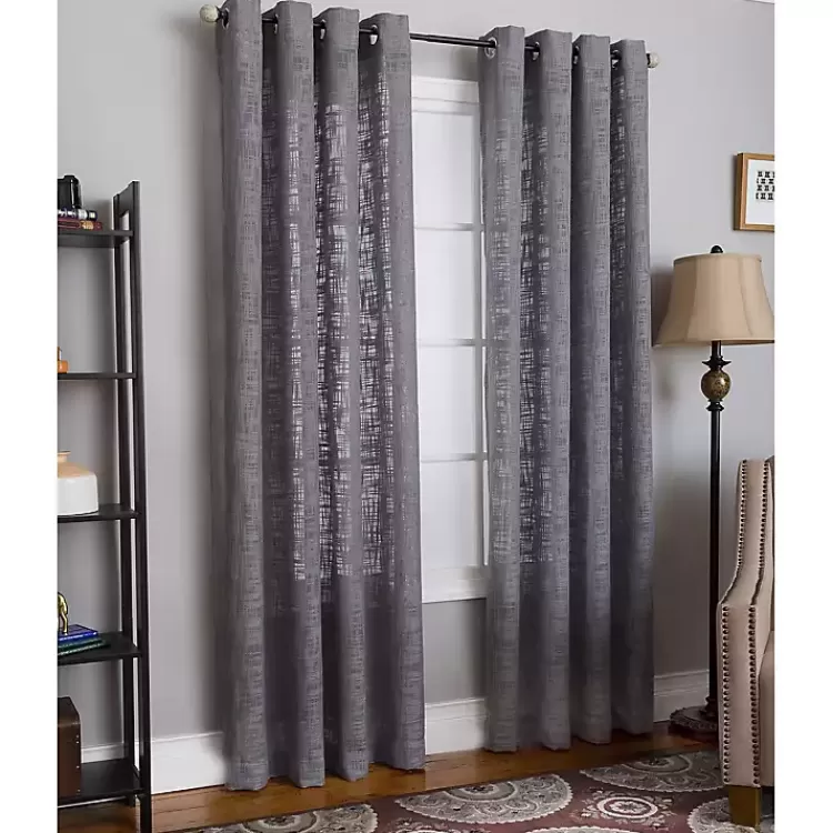 gray_woven_single_curtain_panel__in_2.webp Woven Single Curtain Panel, 84 in.>Kirklands Home New
