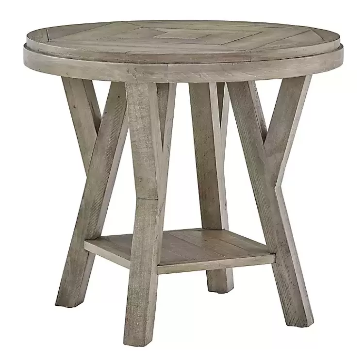 Graywash Round Reclaimed Pine Accent Table>Kirklands Home New