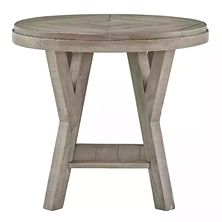 Graywash Round Reclaimed Pine Accent Table>Kirklands Home New