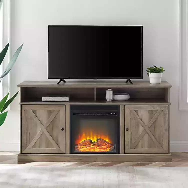 Graywash Rustic Fireplace Cabinet>Kirklands Home Hot
