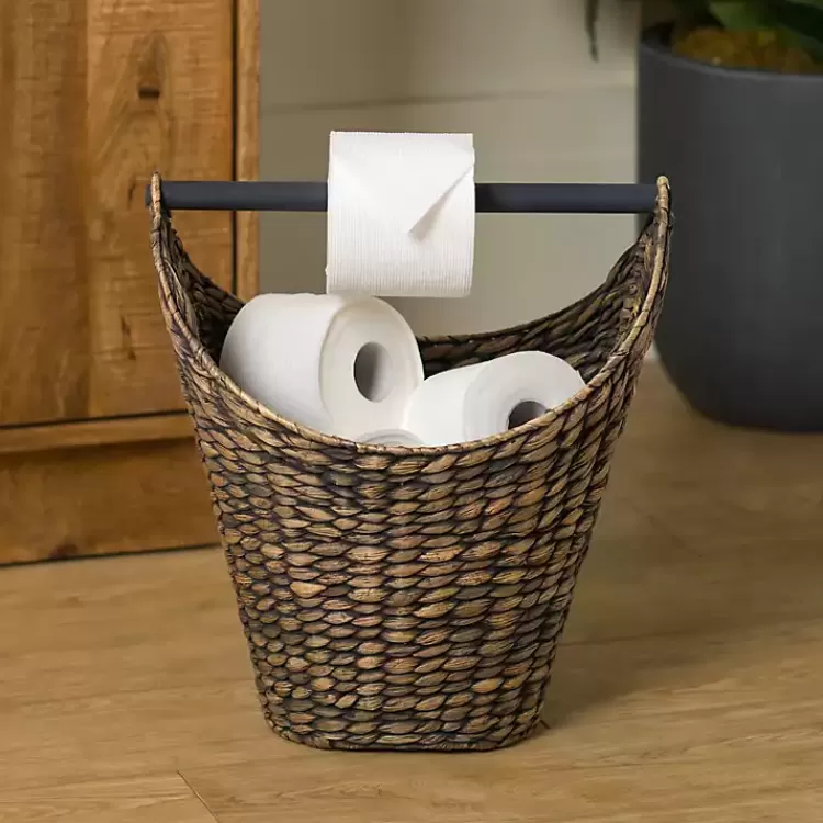 Graywash Seagrass Toilet Paper Holder Basket>Kirklands Home Store