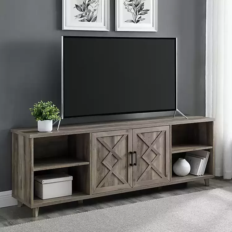 wash Wood Helix Open Shelf TV Stand>Kirklands Home Flash Sale