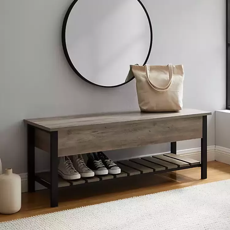 graywashed_lifttop_storage_bench_3.webp washed Lift-Top Storage Bench>Kirklands Home Sale