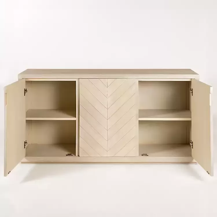Graywashed Wood Herringbone Sideboard>Kirklands Home Sale