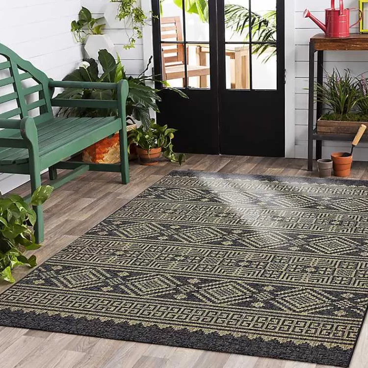 Greek Key Sun Shower Outdoor Area Rug, 7x9>Kirklands Home Flash Sale