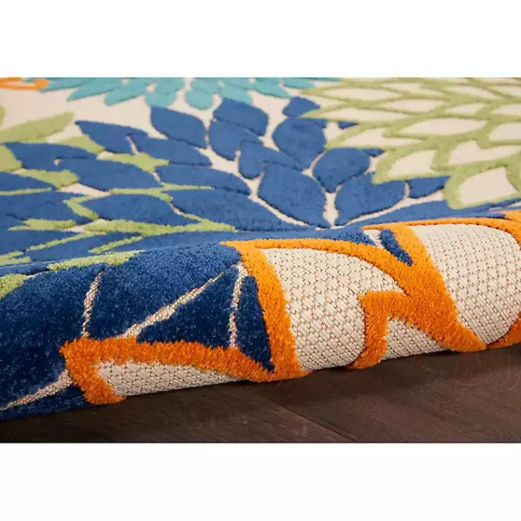 Green and Blue Floral Burst Outdoor Area Rug, 6x9>Kirklands Home Outlet