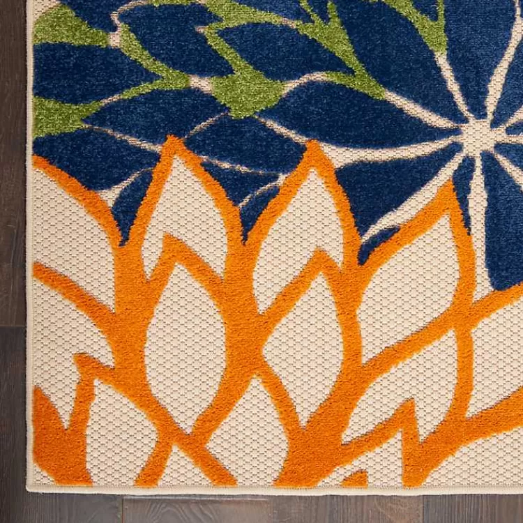 Green and Blue Floral Burst Outdoor Area Rug, 6x9>Kirklands Home Outlet