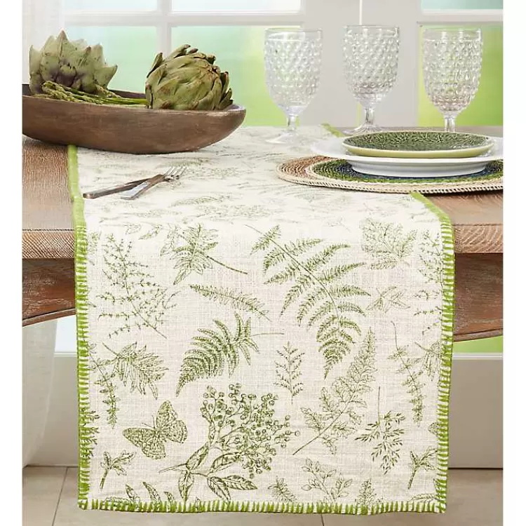 Green Botanical Whipstitch Table Runner>Kirklands Home Clearance