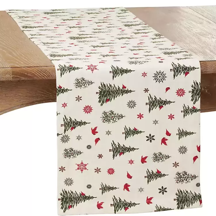 Green Christmas Trees and Snowflakes Table Runner>Kirklands Home Flash Sale