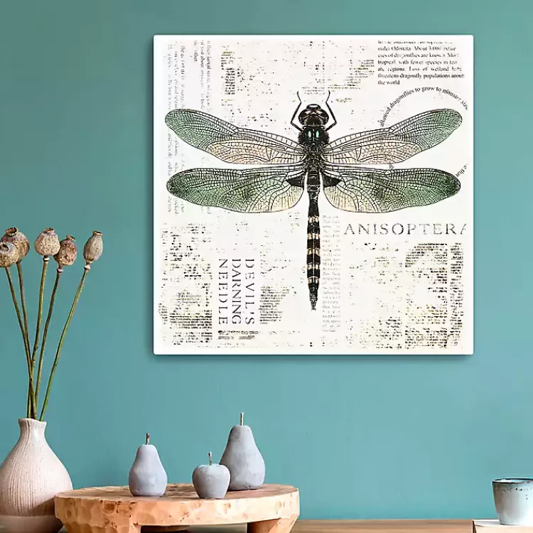 Green Dragonfly Canvas Art Print>Kirklands Home Discount